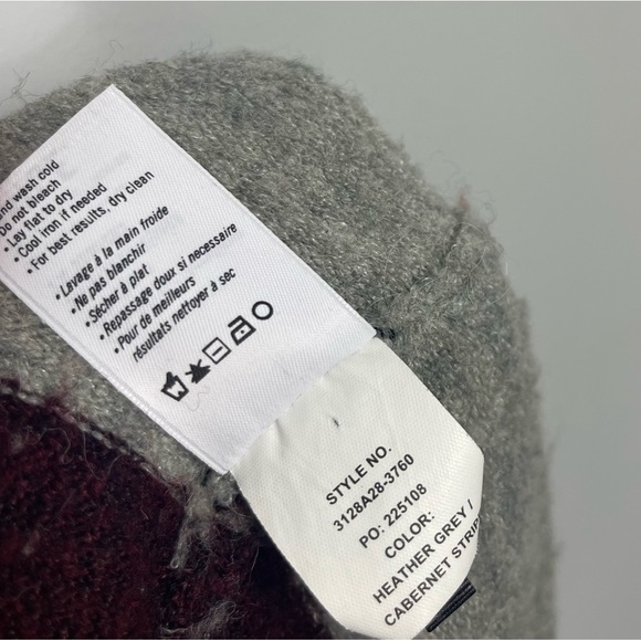 PAIGE Maison Cardigan Grey & Cabernet Stripe Open Front Alpaca Duster Sweater M - Picture 12 of 16